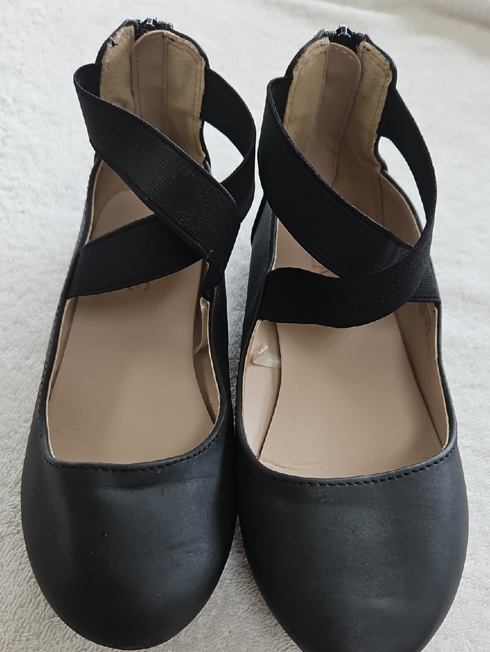 Girls Place Black Cross-Strap Kids Dress Flats Size 1